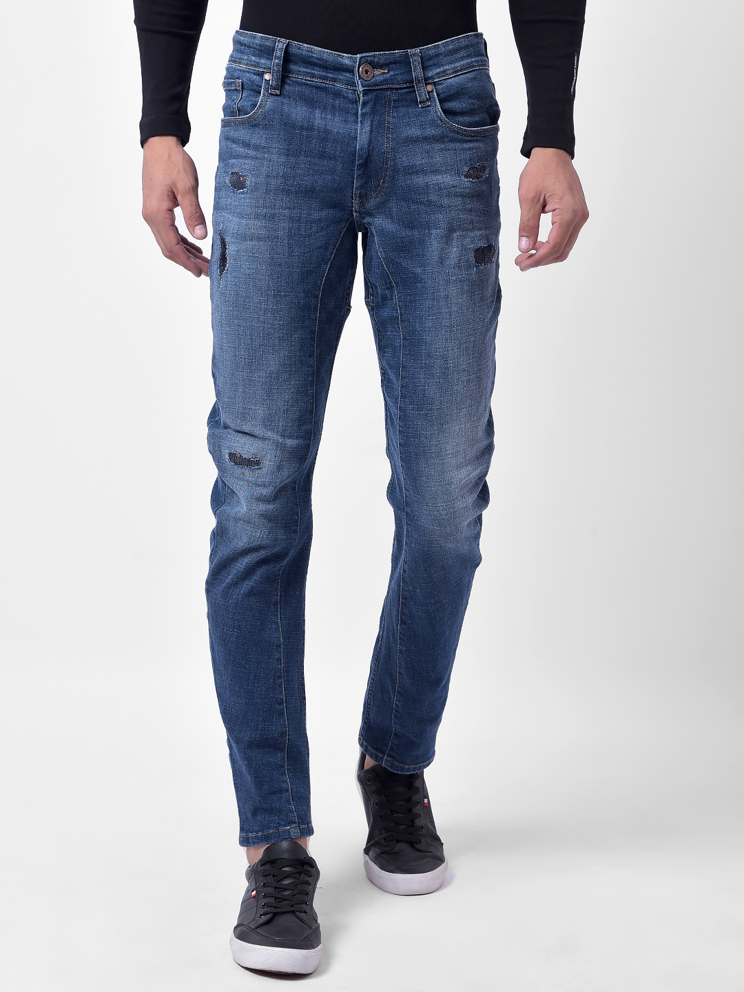 Numero Uno Men Mid Blue Mid Blue Skinny Fit Low Rise Sustainable Jeans